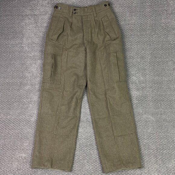 NWOT Vintage 1962 M&S German Military Pants Mens 28 x 30 Olive Cargo Wool Heavy - Picture 1 of 14
